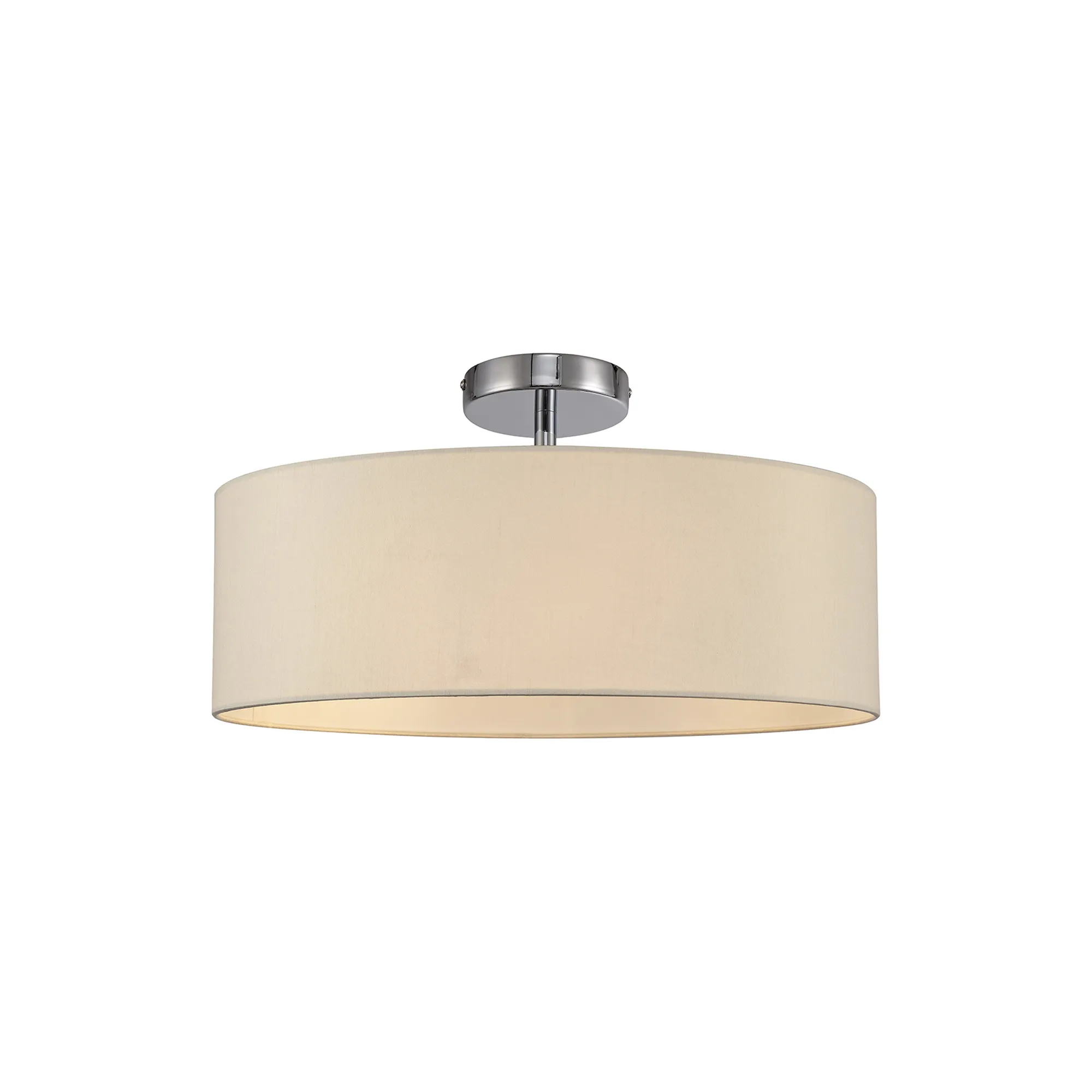 Baymont 45cm, Semi Flush 3 Light Polished Chrome, Nude Beige/Moonlight
